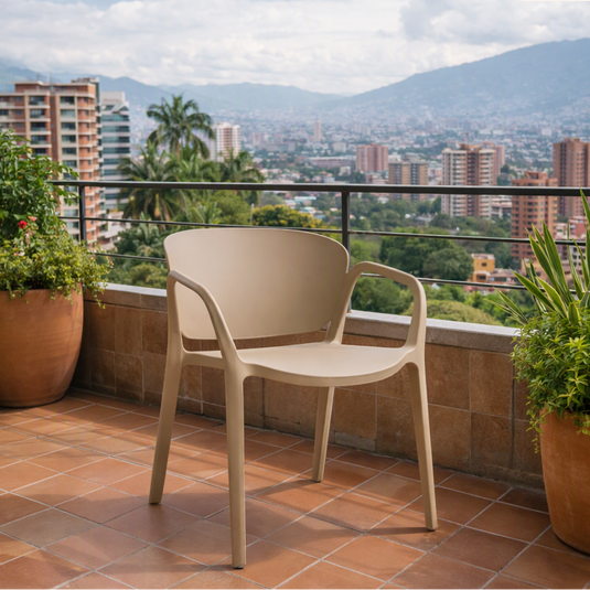 Silla con Brazos California, Khaki, con Espaldar y Diseño Minimalista