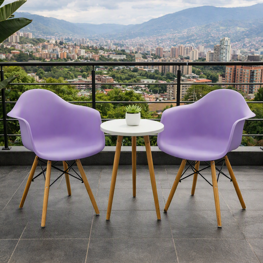 Set de 2 Sillas Eymos , Color Lila, con Espaldar y Patas en Madera