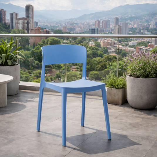 Silla Mónaco, Color Azul Oceano, con Espaldar y Diseño Moderno
