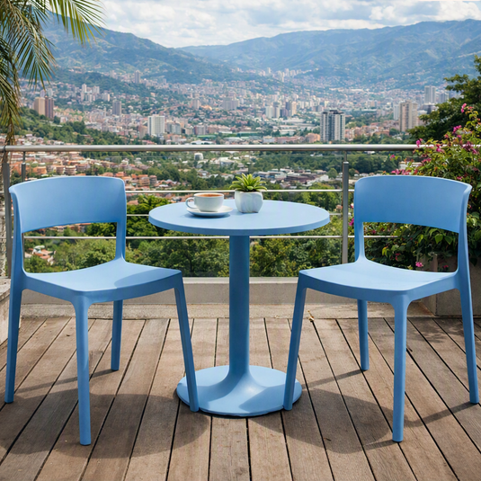Silla Mónaco, Color Azul Oceano, con Espaldar y Diseño Moderno