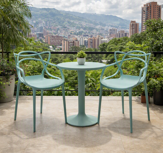 Silla Palermo, Color Azul Claro, con Espaldar y Diseño Moderno