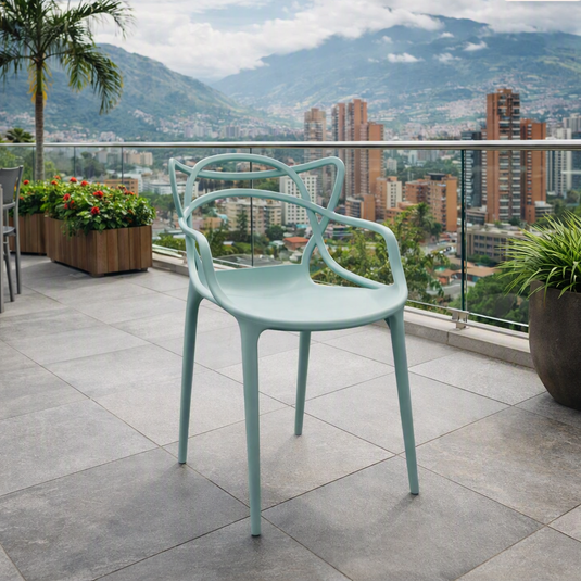 Set de 2 Sillas Palermo, Color Azul Claro, con Espaldar y Diseño Moderno