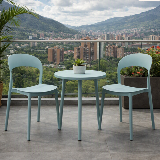 Silla Patrick, Color Azul Claro, con Espaldar y Diseño Moderno