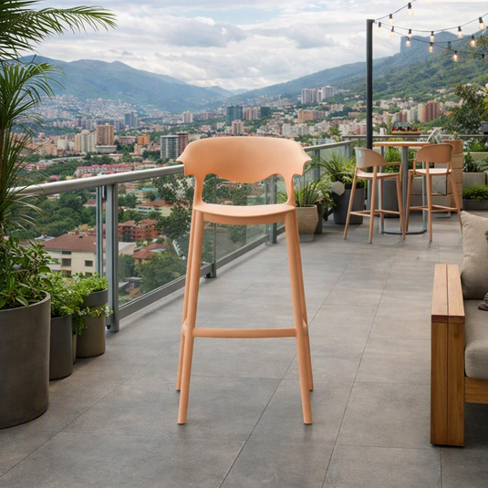 Set de 2 Sillas para Bar Elena, Color Mandarina, Diseño Moderno