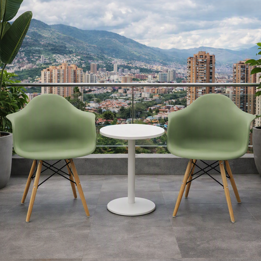 Set de 2 Sillas Eymos , Color Verde, con Espaldar y Patas en Madera