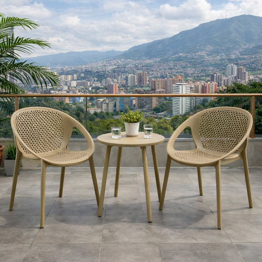 Set de 4 Sillas Selva con Brazos, Color Khaki, con Espaldar