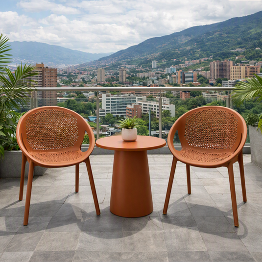 Set de 2 Sillas Selva con Brazos, Color Terracota, con Espaldar