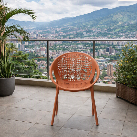 Set de 4 Sillas Selva con Brazos, Color Terracota, con Espaldar
