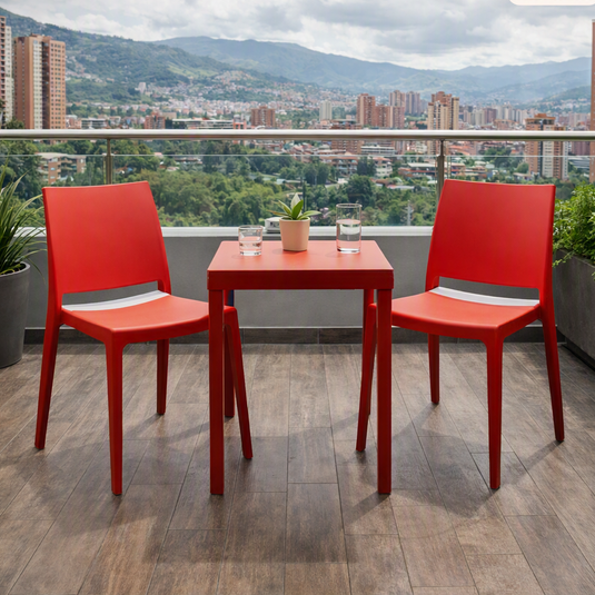 Set de 4 Sillas Soho, Roja, con Espaldar Cerrado y Diseño Minimalista