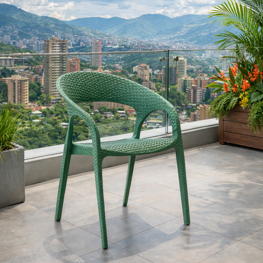 Set de 2 Sillas Axel, Verde Olivo, con Espaldar, Reposa Brazos y con Textura Trenzada
