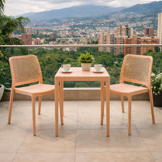 Set de 2 Sillas Manhattan, Mandarina, con Espaldar en Rejilla y Diseño Minimalista