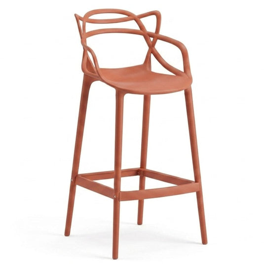 Set de 4 Sillas para Bar Palermo, Terracota, con Reposa Pies Doble Propósito