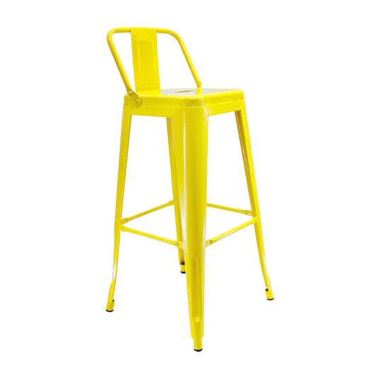 Butaco Alto Tolix Con Espaldar Tipo Bar - Amarillo