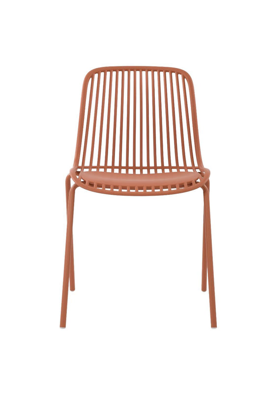 Set de 4 Sillas Barcelona, Color Rojo, con Espaldar en Líneas Diseño Moderno