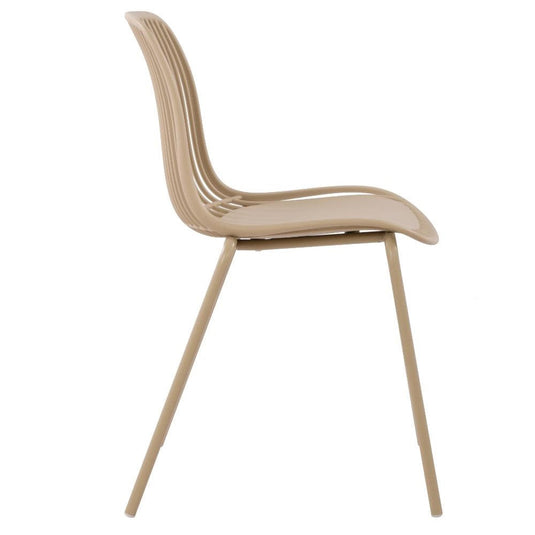 Silla Barcelona, Color Beige, con Espaldar en Líneas Diseño Moderno