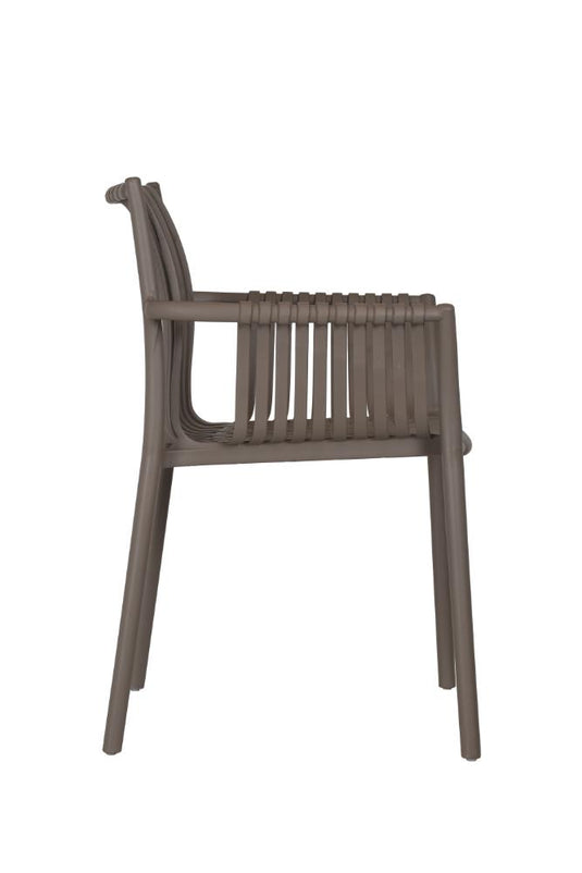 Silla Madrid con Brazos, Color Taupe, Con espaldar y diseño Moderno