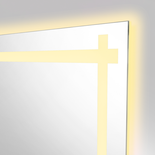 Espejo Rectangular Broni, Gris, con Luz LED