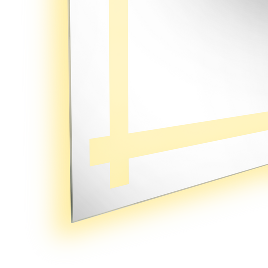 Espejo Rectangular Broni, Gris, con Luz LED