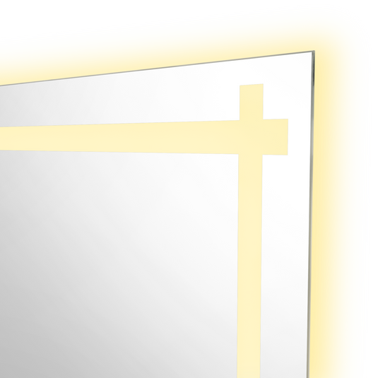 Espejo Rectangular Broni, Gris, con Luz LED