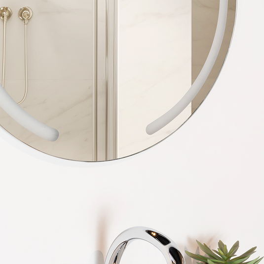 Espejo Ovalle, Circular con Diseño en Sandblasting