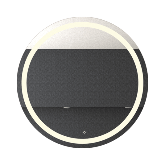 Espejo Circular Malibú, Gris, con Luz Led y Botón Touch
