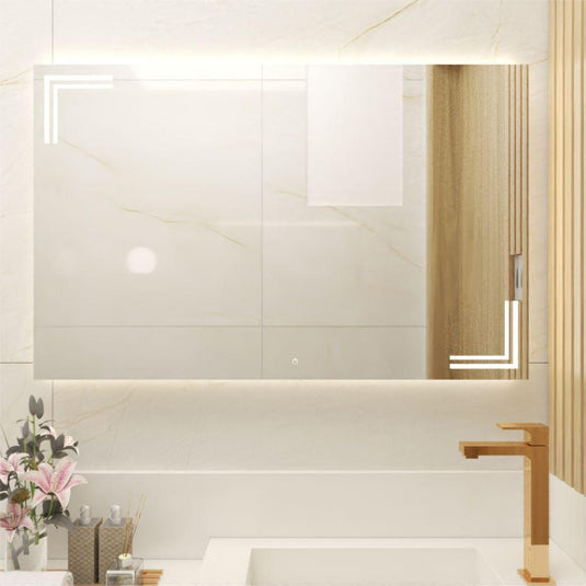 Espejo Iberia led+touch, rectangular condiseño en sandblasting - VIRTUAL MUEBLES