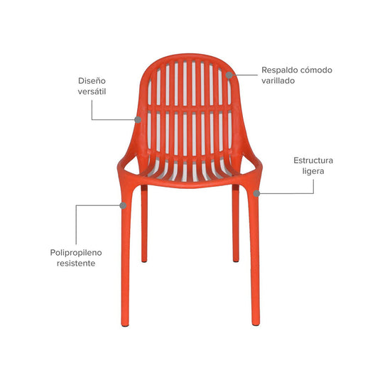 Silla Plástica Alteza, Naranja