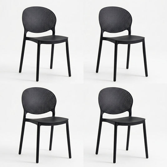 Set de 4 Sillas Florida, Color Negro, con Espaldar y Diseño Moderno