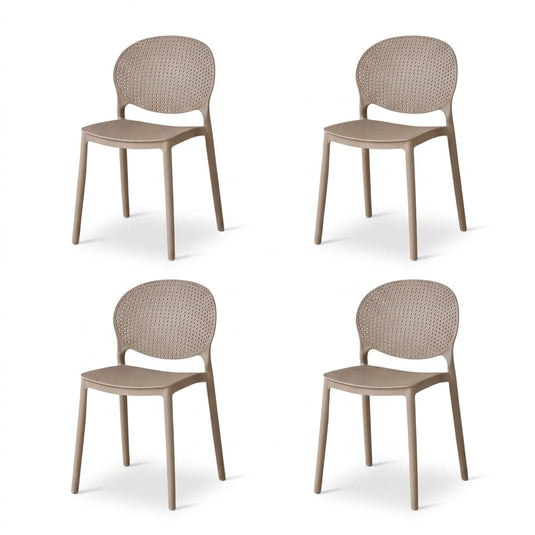 Set de 4 Sillas Florida, Color Taupe, con Espaldar y Diseño Moderno