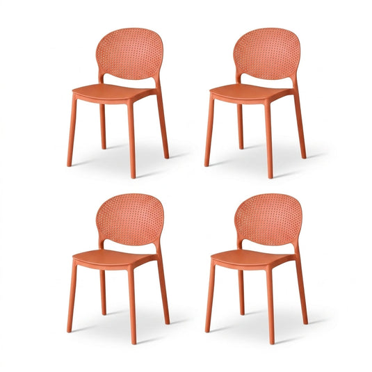 Set de 4 Sillas Florida, Color Terracota, con Espaldar y Diseño Moderno