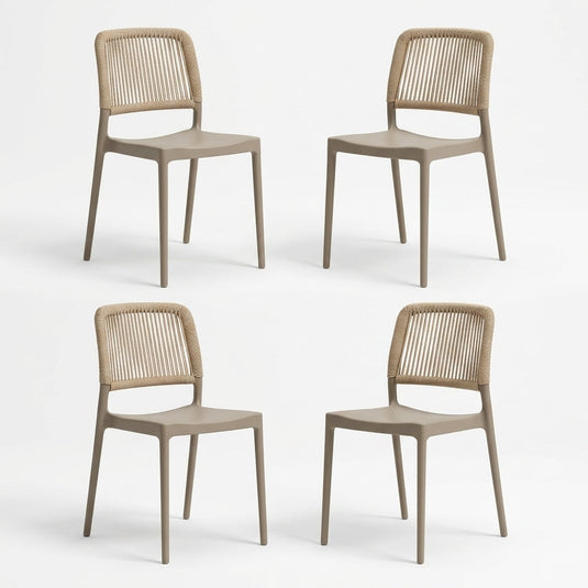 Set de 4 Sillas Houston, Color Taupe, con Espaldar Tejido