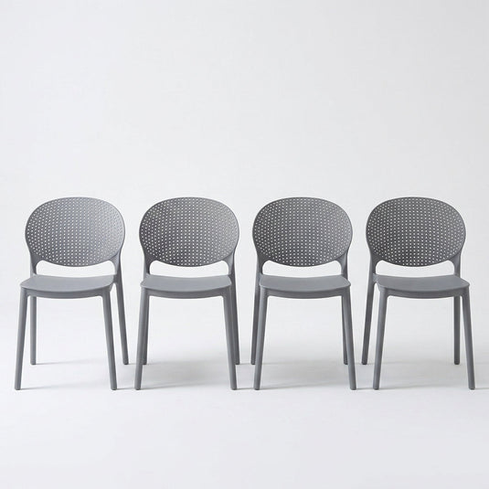Set de 4 Sillas Florida, Color Gris Oscuro, con Espaldar y Diseño Moderno