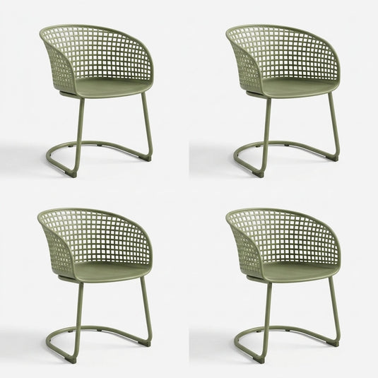 Set de 4 con Brazos Calcuta, Verde, con Patas Metálica