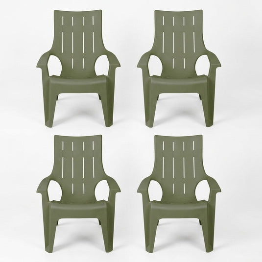 Set de 4 Sillas Playera con Brazos Ocean, Verde, con Espaldar y Reposa Brazos