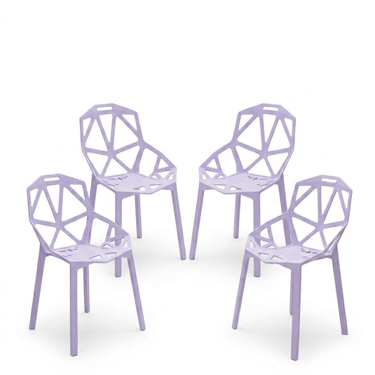 Set de 4 Sillas Roxy, Color Lila, con Espaldar y Diseño Moderno