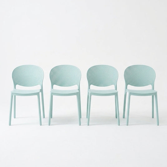 Set de 4 Sillas Florida, Color Azul Claro, con Espaldar y Diseño Moderno