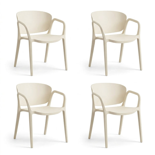 Set de 4 Sillas con Brazos California, Taupe Claro, con Espaldar y Diseño Minimalista