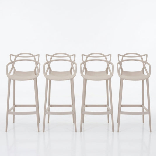 Set de 4 Sillas para Bar Palermo, Taupe, con Reposa Pies Doble Propósito