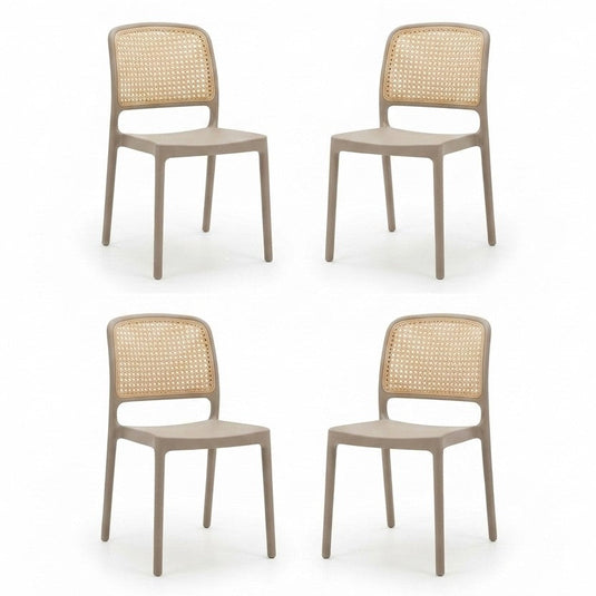 Set de 4 Sillas Texas, Color Taupe y Beige, con Espaldar Transpirable