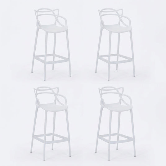Set de 4 Sillas para Bar Palermo, Blanco, con Reposa Pies Doble Propósito
