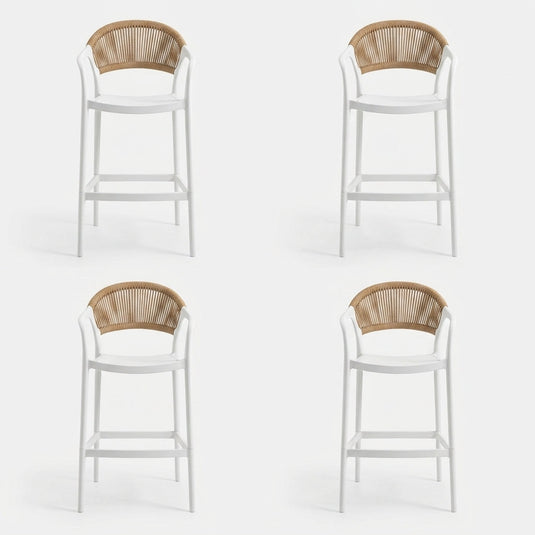 Set de 4 Sillas para Bar Balí, Blanco, Doble propósito con Reposa Pies