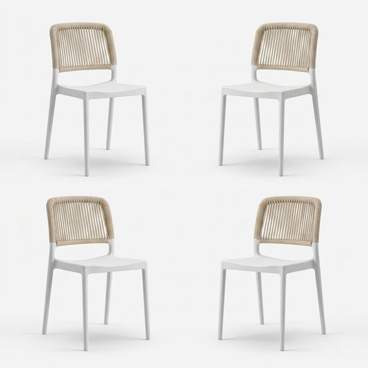 Set de 4 Sillas Houston, Color Blanco, con Espaldar Tejido