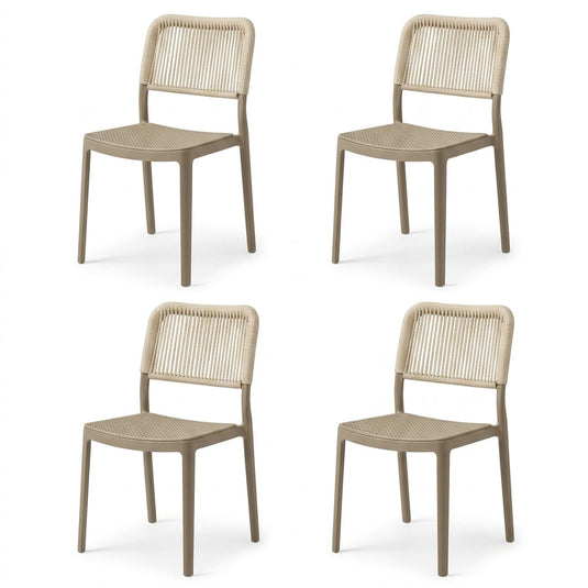 Set de 4 Sillas Austin, Color Taupe, con Espaldar Tejido