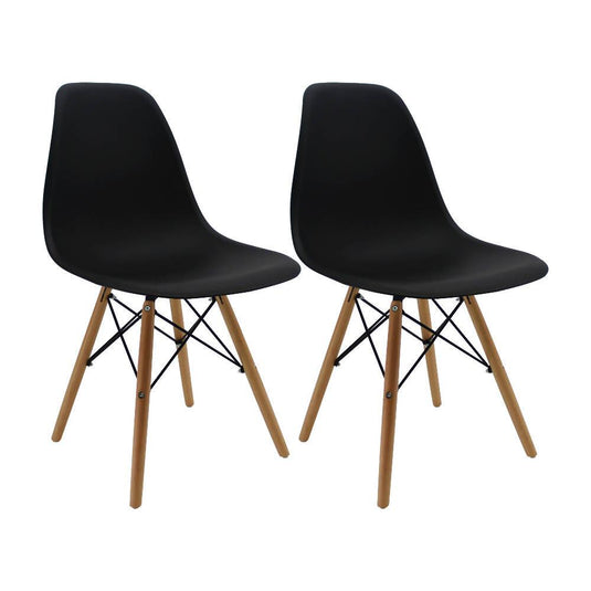 Kit por 2 sillas Eames Patas En Madera para comedor, sala, restaurante - Negras