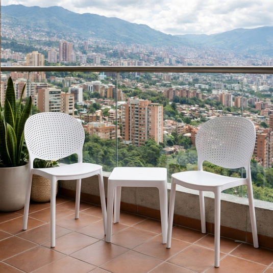 Silla Florida, Color Blanco, con Espaldar y Diseño Moderno X4