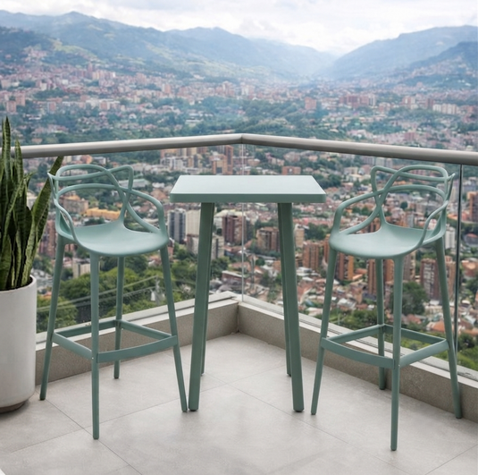 Silla para Bar Palermo, Verde, con Reposa Pies Doble Propósito