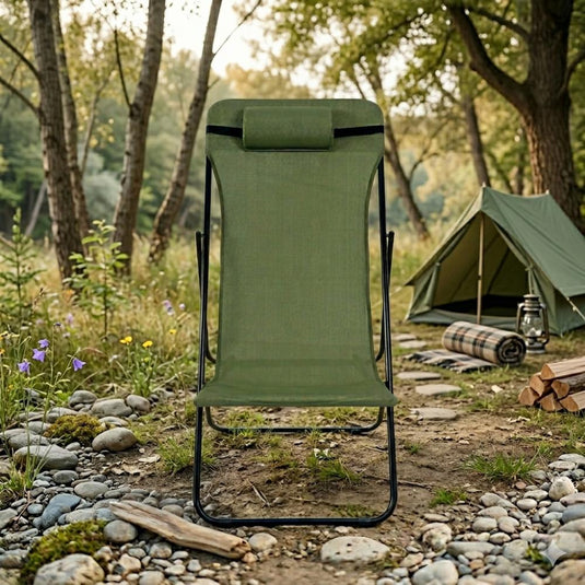 Set de 2 Sillas Plegable Reclinable Zambia, Verde, con Tres Posiciones