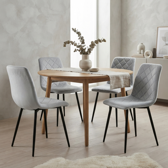 Set de 4 Sillas de Comedor Sorrento, Gris Claro, con Espaldar y Diseño Moderno