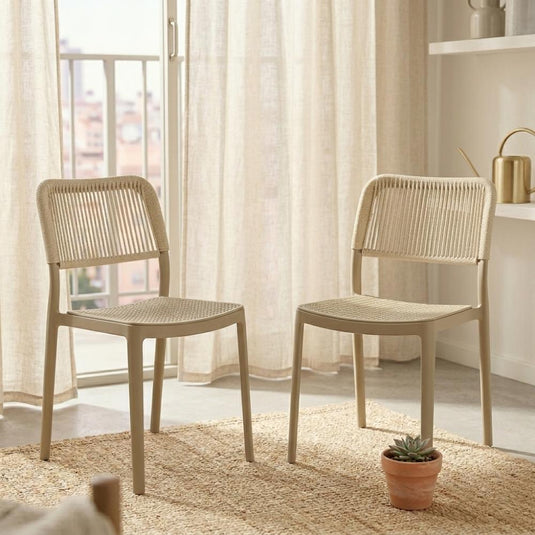 Silla Austin, Color Taupe, con Espaldar Tejido