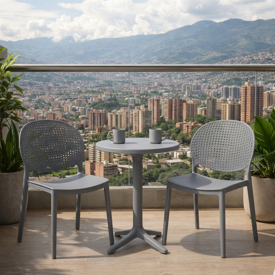 Set de 2 Sillas Florida, Color Gris Oscuro, con Espaldar y Diseño Moderno